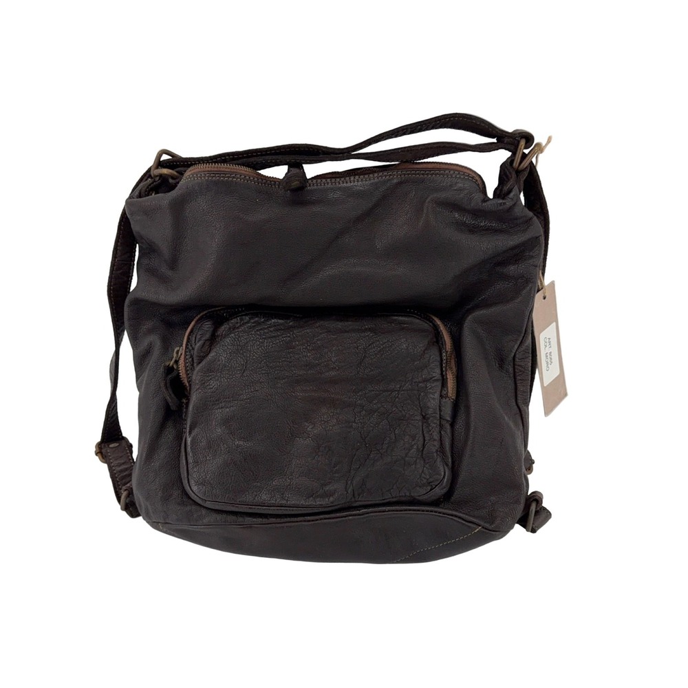 Civico Vintage Dark Brown Leather Backpack Shoulder Bag Italy 8065